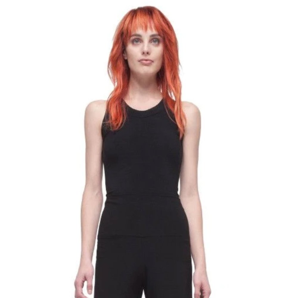 NWT Norma Kamali Black Racer Back Tank Large